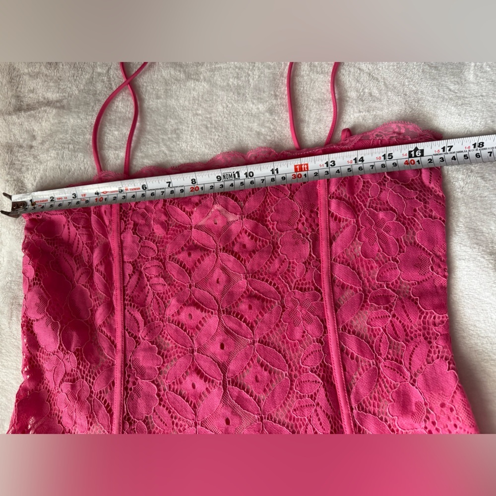 Meshki Hot Pink Lace Slip Mini Dress Size Large Satin Lace Party Date Night - Picture 15 of 15